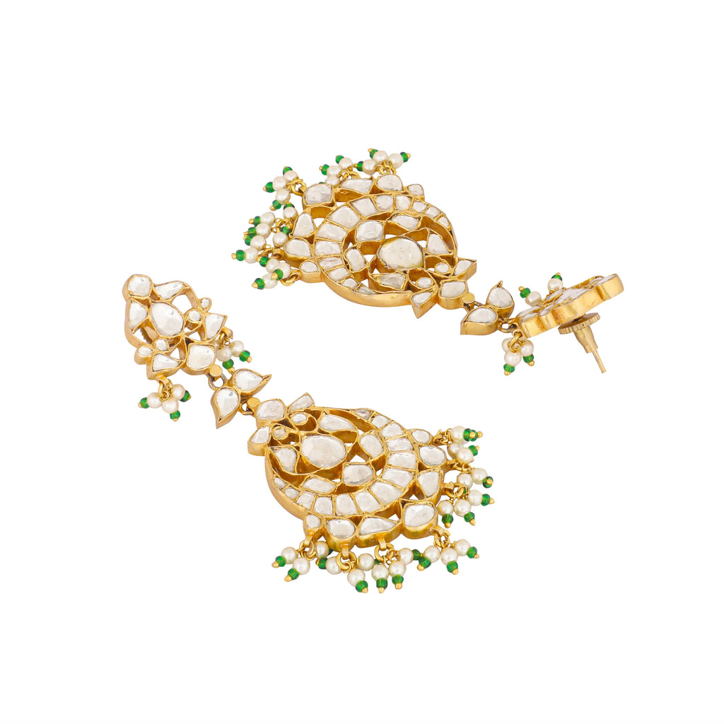 Nuyug 22K Gold Plated Chandbali Stone Drop Kundan Earrings - Distacart