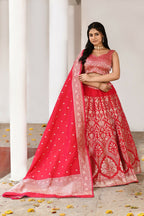 Joban Fashion Fuchsia Soft Pure Handloom Banarasi Silk Lehenga