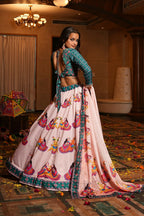 AI Fashion Light Pink Crepe Designer Navratri Wear Lehenga Choli Collection