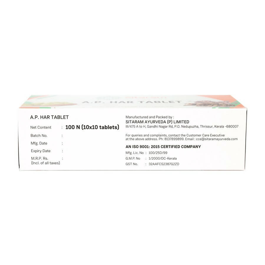 Sitaram Ayurveda AP Har Tablets - Distacart