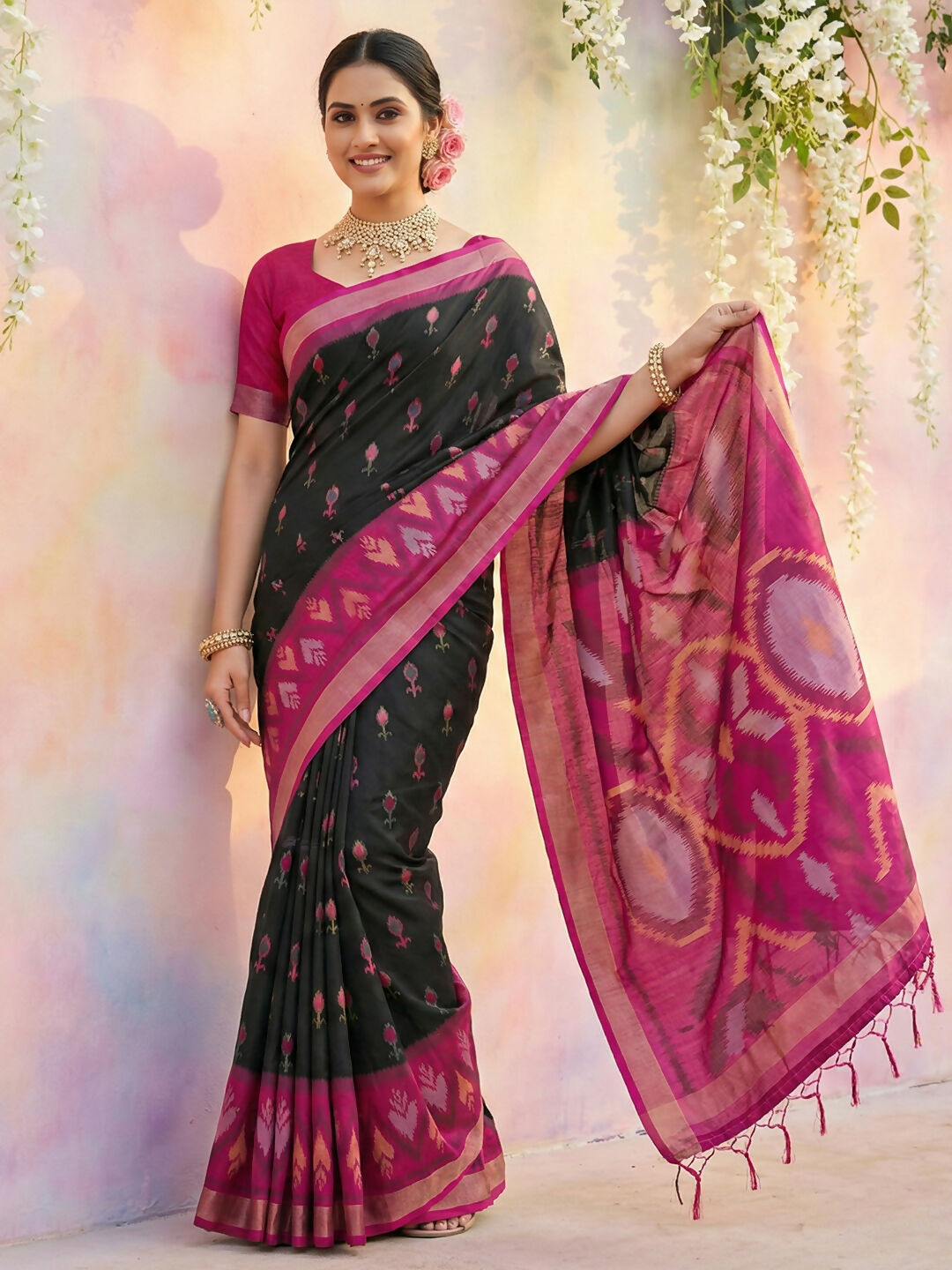 Shree Shyam Fashion Black Soft Silk Saree - Distacart