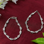 Mominos Fashion Kamal Johar Oxidised Elephant Design Silver Anklets