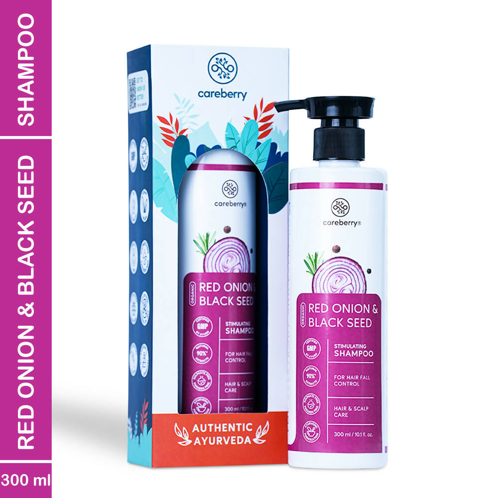 Careberry Organic Red Onion & Black Seed Stimulating Shampoo For Anti Hair Fall
