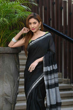 Beatitude Black Cotton Handloom Saree