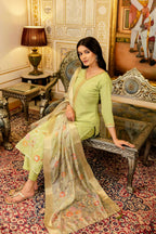 The52 Lemons Women's Beautiful Viscose Shimmer Fabric Embroidered Work Straight Kurta Pant and Dupatta Set - Distacart