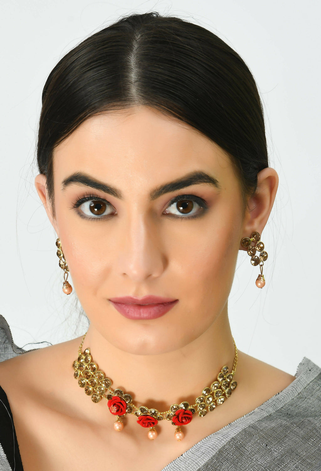 Mominos Fashion Johar Kamal Gold-Plated Brass Finish Stone/Pearls Choker For Women (Golden) - Distacart