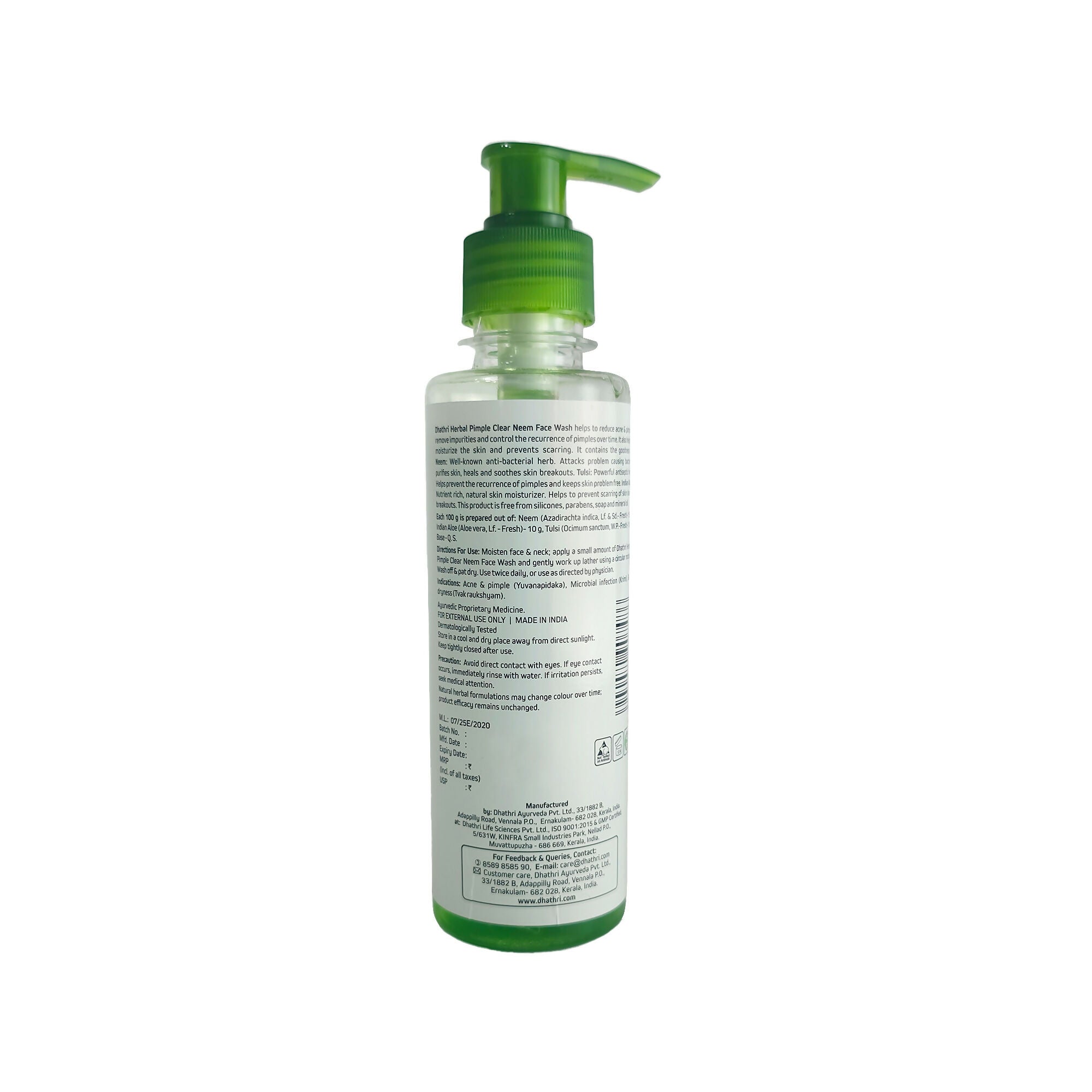 Dhathri Neem Facewash For Pimples, Reduces Acne and Cleanses Pores - Distacart