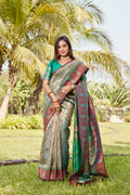Vastranavya Boutique Collection Kanjivaram Soft Silk Saree With Unstitched Blouse - Brown