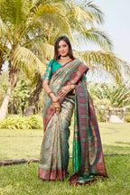Vastranavya Boutique Collection Kanjivaram Soft Silk Saree With Unstitched Blouse - Brown