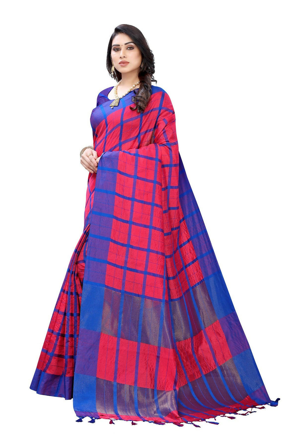 Vamika Pink Cotton Silk Weaving Saree (SATURN PINK) - Distacart
