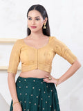 Joban Fashion Gold Shimmer Elbow Sleeveless Front Open Blouse