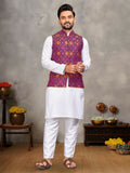 Anaita Purple Cotton Straight Kurta Payjama & Kurta With Jequard Work