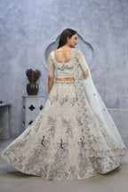 Kesar Fab Ivory Net Embroidered Lehenga