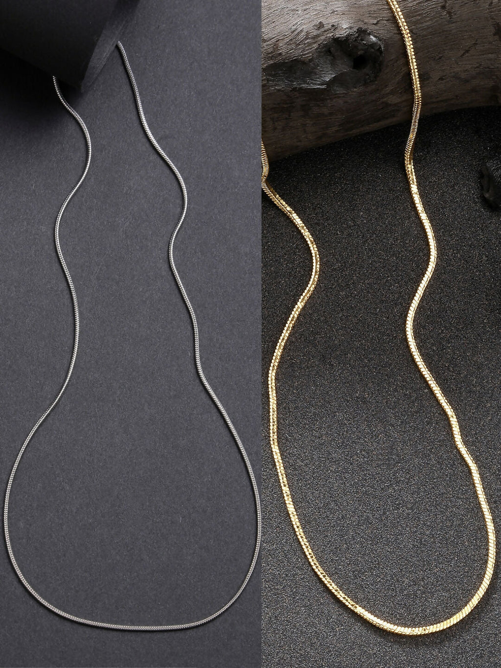 NVR Women's Set of 2 Silver & Gold Rhodium-Plated Minimal Chain