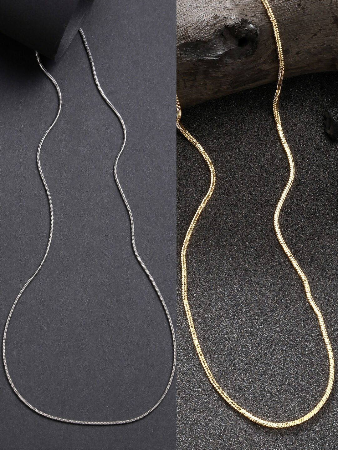 NVR Women's Set of 2 Silver & Gold Rhodium-Plated Minimal Chain