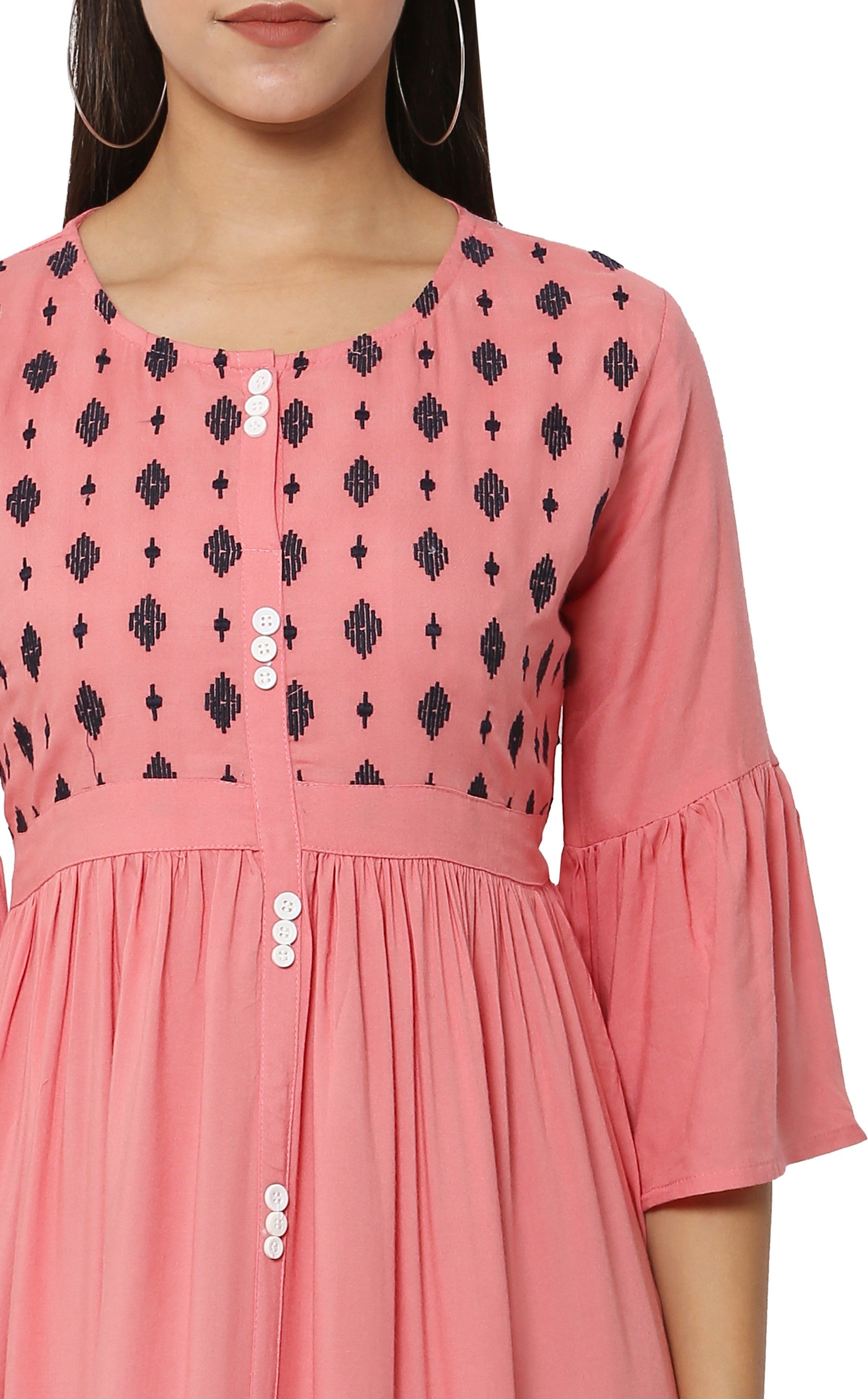 PAVONINE Gajri Color Embroidery Work With Button Dress For Women - Distacart