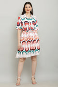 PAVONINE Zig-Zag Multi-Colors Printed Crepe Fabric White Dress For Women - Distacart