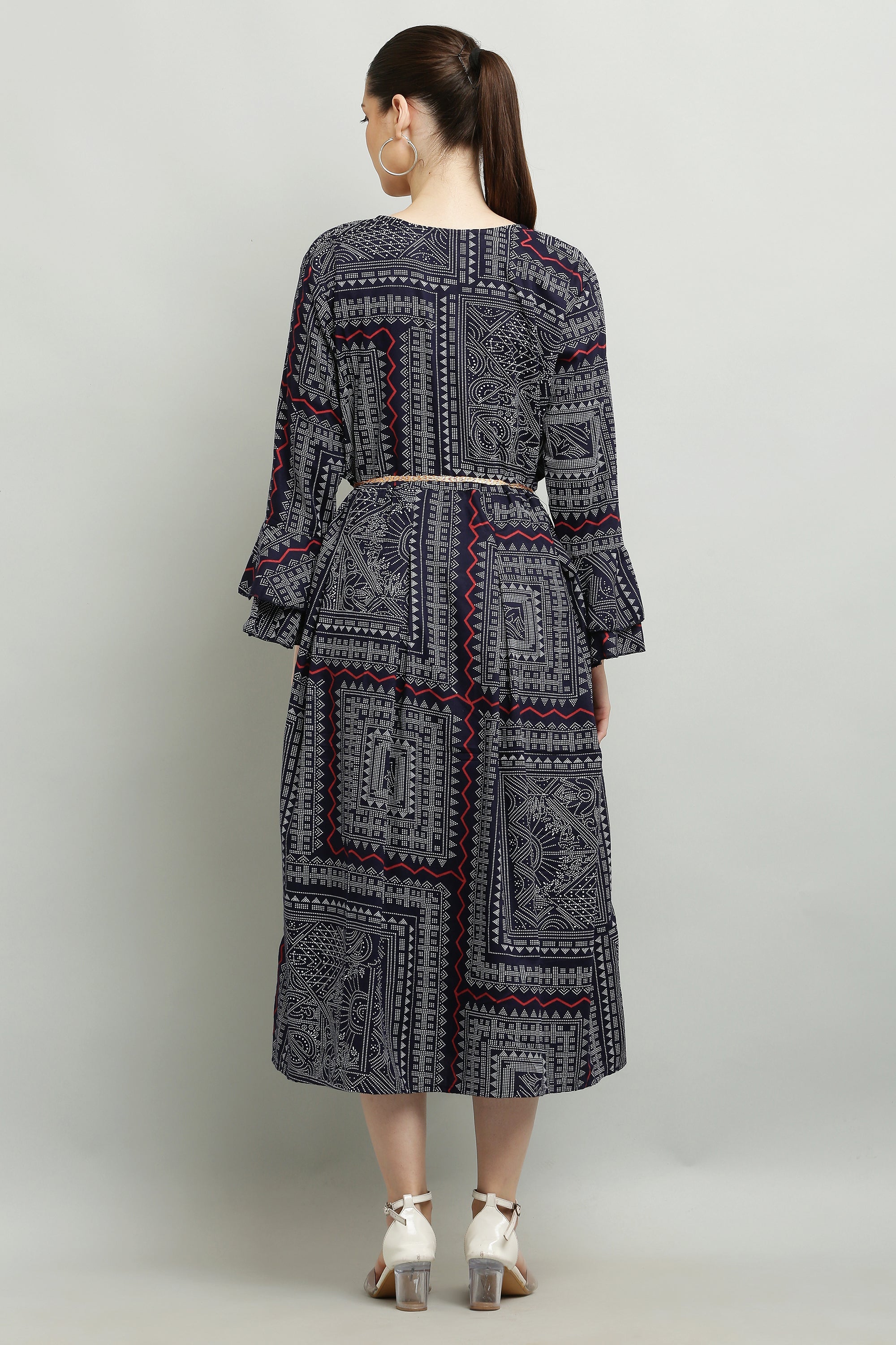 PAVONINE Navy Blue Color White Printed Kurta For Women - Distacart