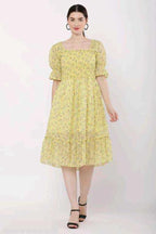 PAVONINE Yellow Color Georgette Fabric Body Kansai Midi For Girls - Distacart