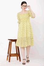 PAVONINE Yellow Color Georgette Fabric Body Kansai Midi For Girls - Distacart