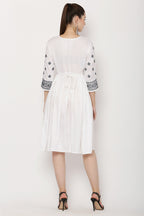 PAVONINE White Color Burfi Design Embroidery Dress For Women - Distacart