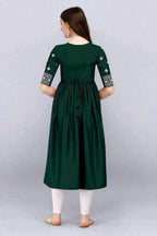 PAVONINE Bottle Green Color Burfi Design Embroidery Dress For Women - Distacart