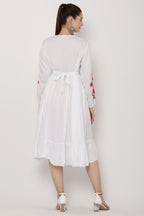 PAVONINE White Color Flower Embroidery Dress For Women - Distacart