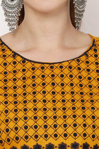 PAVONINE Mustard Color Polka Dots Embroidery Dress For Women - Distacart