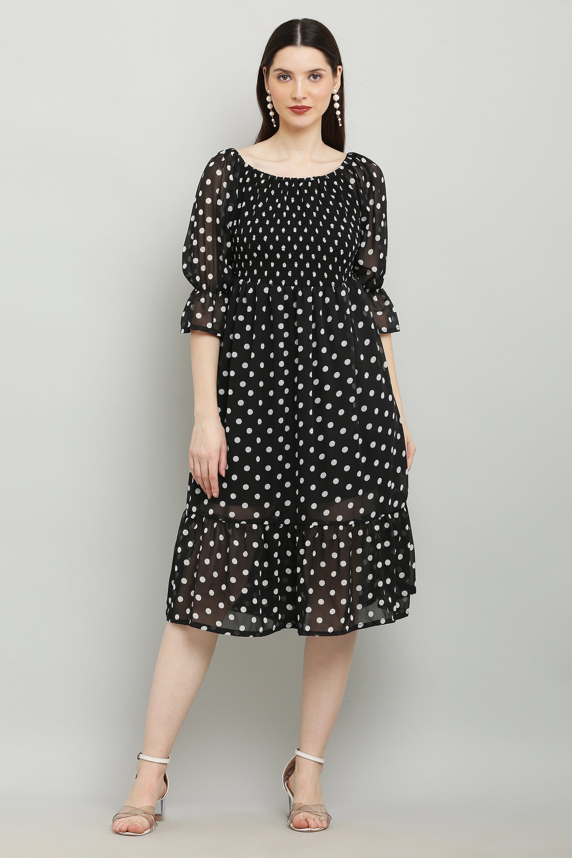 PAVONINE Polka Dots Body Kansai Black Dress For Women - Distacart