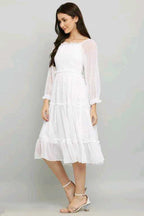 PAVONINE Buta-Design With Square-Neck White Dress For Girls & Women - Distacart