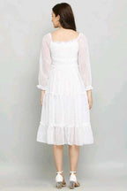 PAVONINE Buta-Design With Square-Neck White Dress For Girls & Women - Distacart