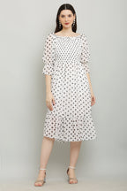 PAVONINE Polka Dots Body Kansai White Dress For Women - Distacart