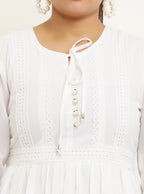 PAVONINE White Color Georgette Fabric Lace Inserts Midi For Girls - Distacart
