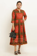 PAVONINE Jaipuri Block Print Mehandi Color Dress For Girls & Women - Distacart