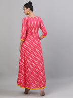 Antaran Red Cotton Flared Ikat Kurta - Distacart
