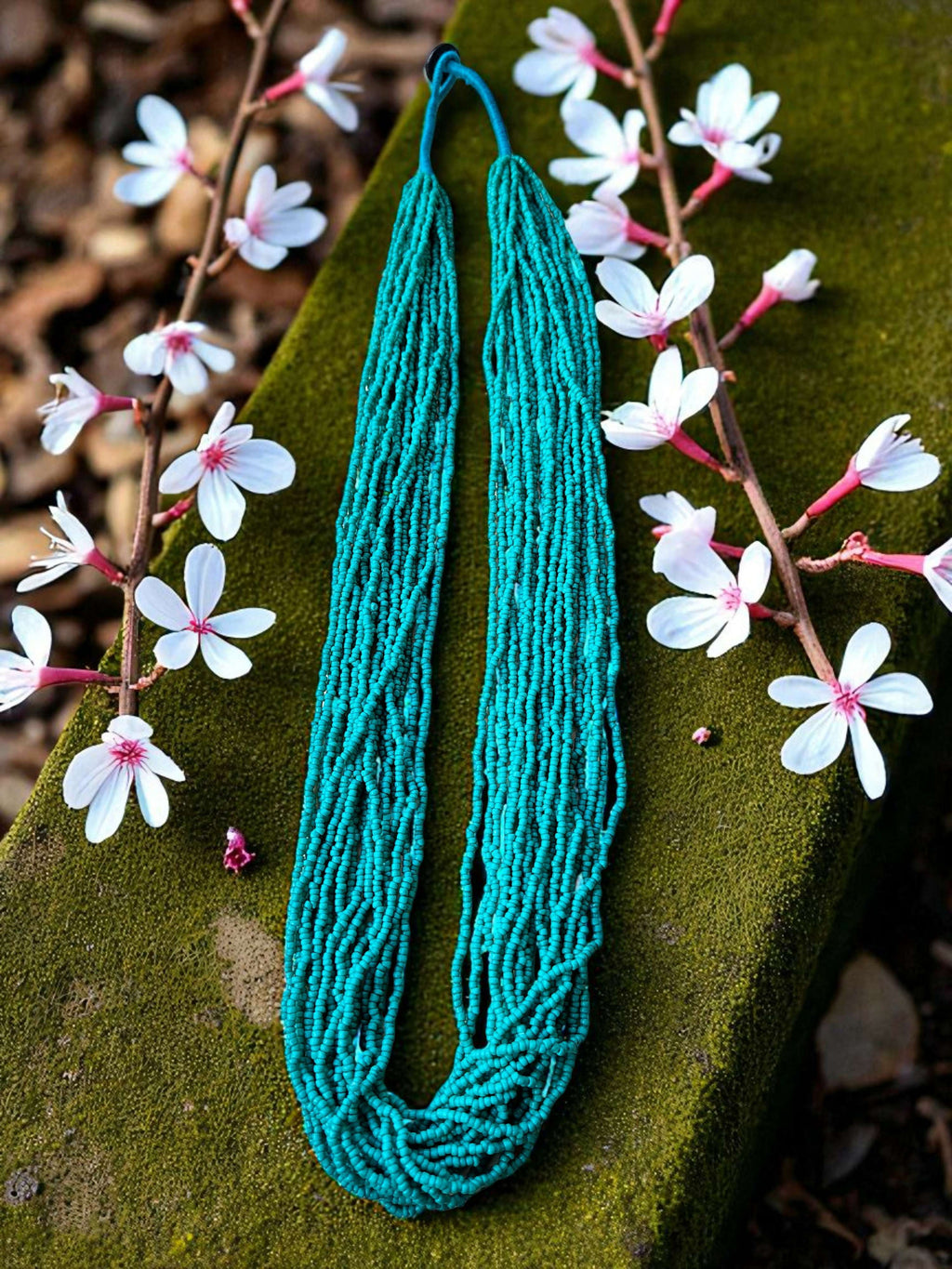 Inhanns Rangsaaz 20-Layer Luxe Long Beaded Only Necklace - Sea Green Only Necklace