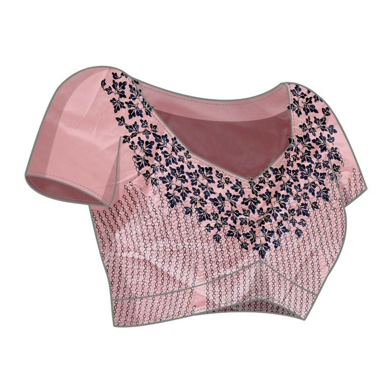 Teal Blue Silk Georgette Laser Cut Embroidery Wired Frills Saree - Norita Saumya