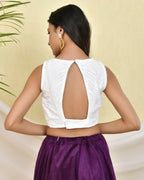 Amodini Designer Studio White Sequined Pearl Sleeveless Padded Blouse