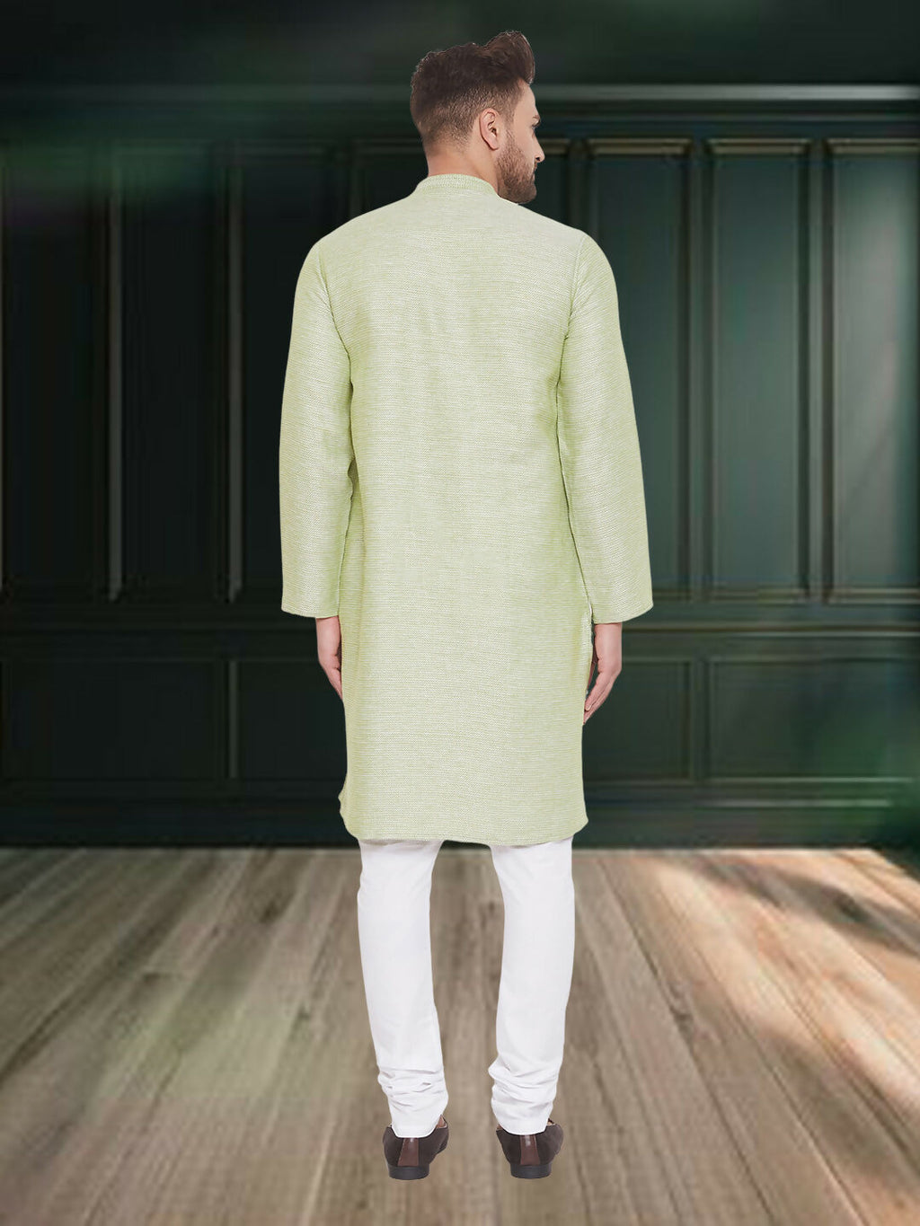 Even Apparels Men's Pure Cotton Green Kurta