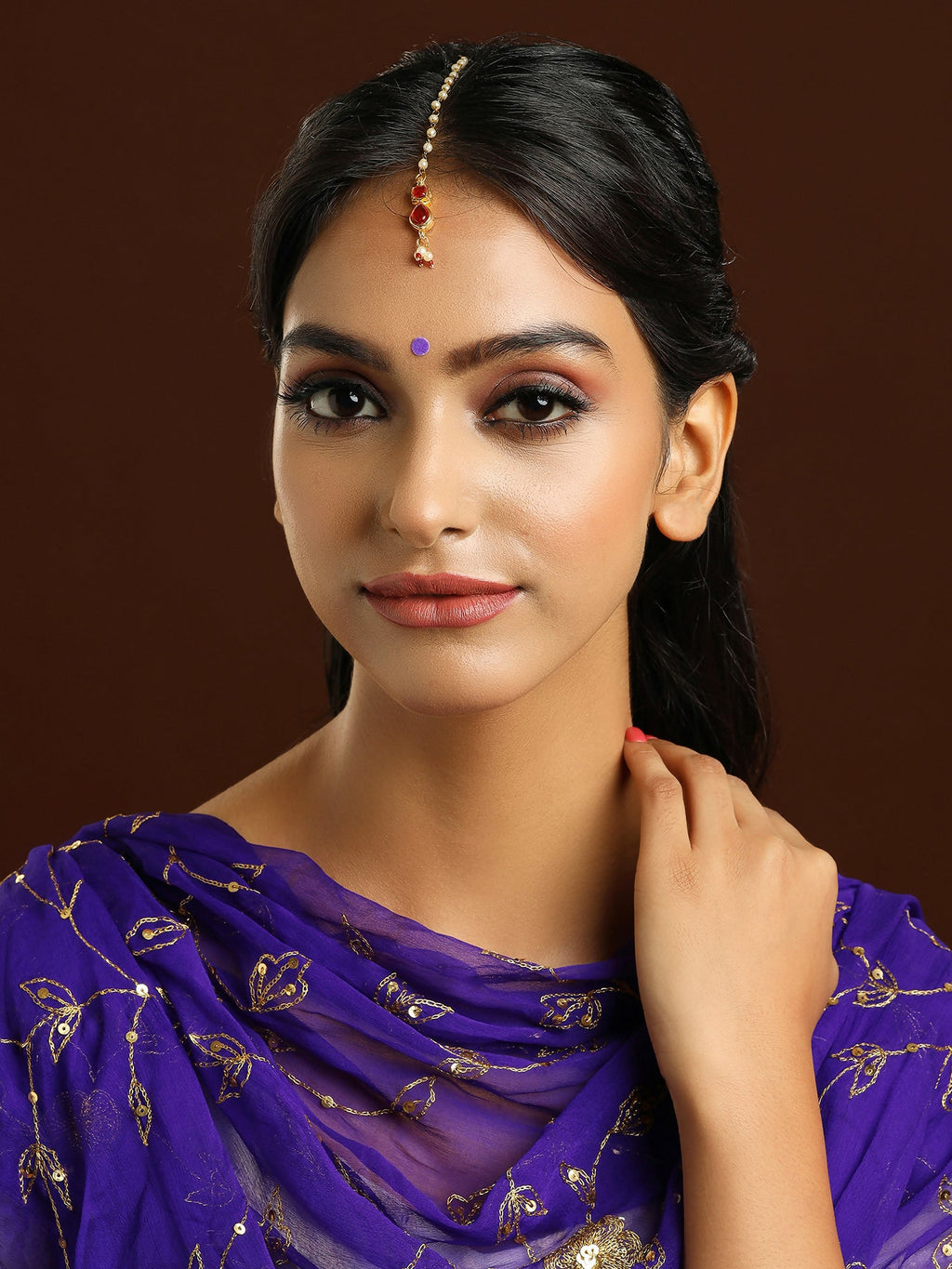 Ruby Raang Red Kundan Maang Tikka - Distacart