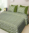 Vamika Printed Cotton Green & White Combination Bedsheet With Pillow Covers (LEOC_ANDA_G)