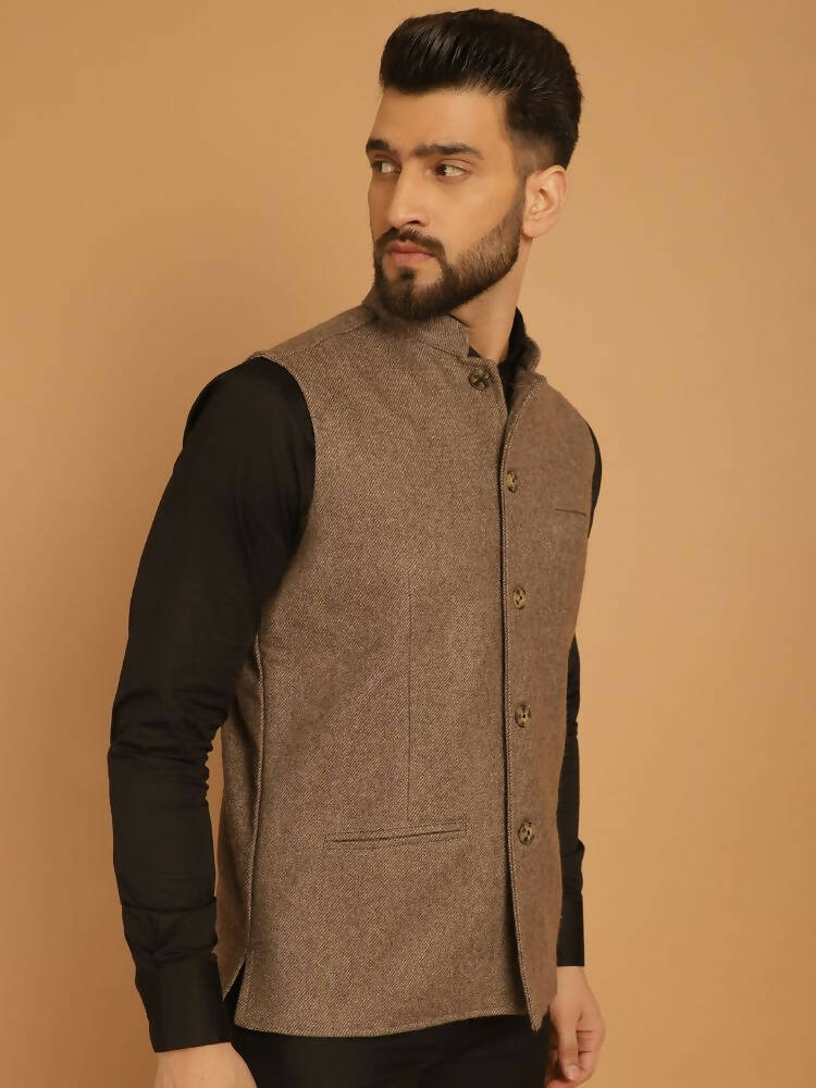 Even Apparels Pure Wool Nehru Jacket - Beige