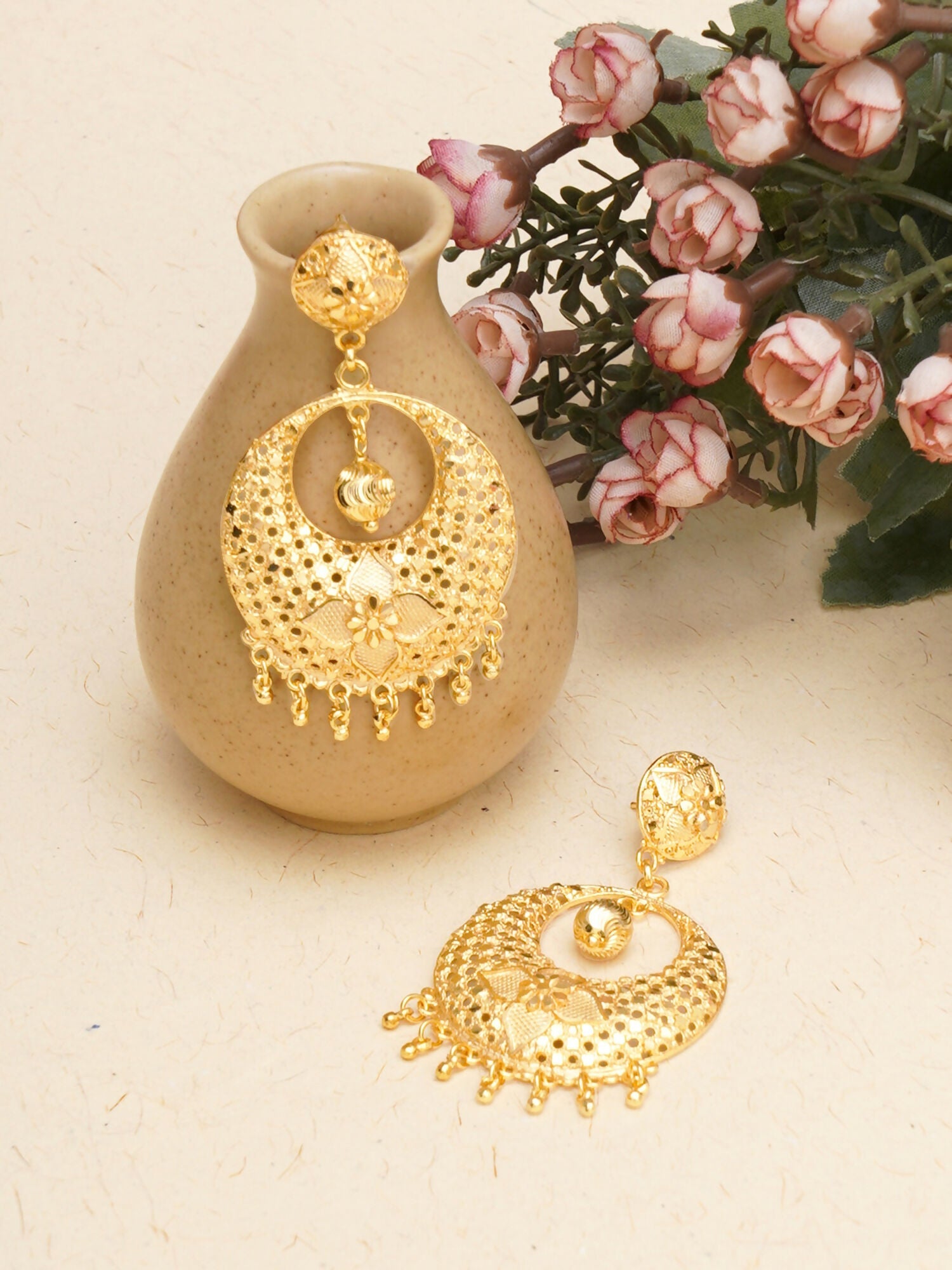 Golden Earrings (Gold) - Ruby Raang - Distacart