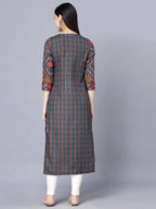 Myshka Women Multicoloured Ethnic Motifs Printed Mirror Work Kurta - Distacart