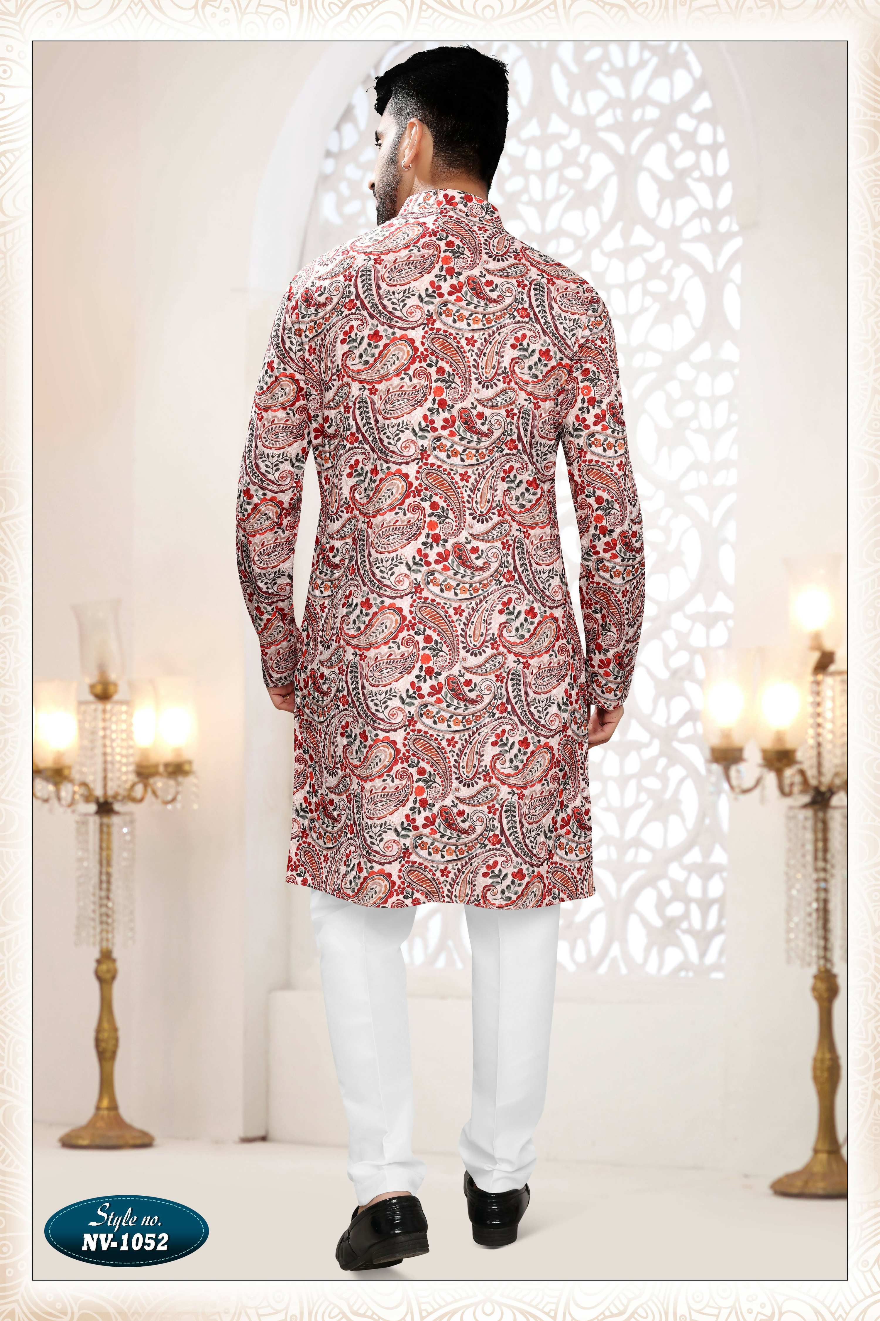 Joban Fashion Men's Cream Straight Rayon Thread And Sequence Embroidery All Over Kurta Set