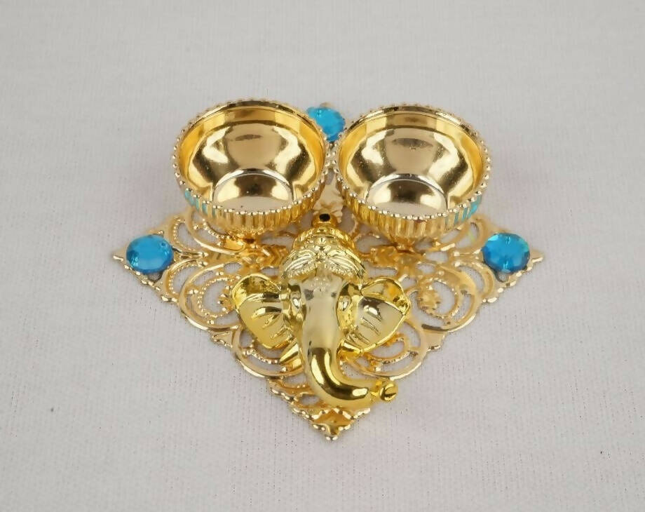 Kundan HandiKrafts Ganesha Square Haldi Kumkum