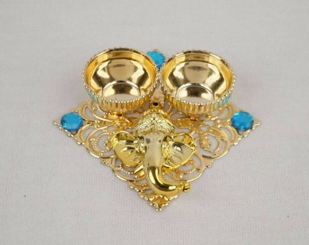 Kundan HandiKrafts Ganesha Square Haldi Kumkum
