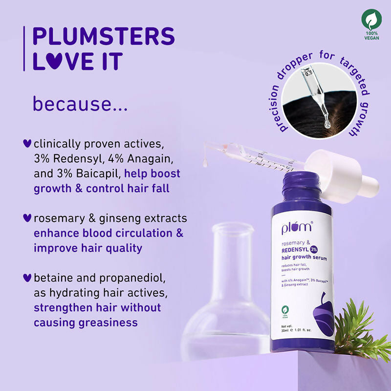 Plum Rosemary & 3% Redensyl Hair Growth Serum - Distacart