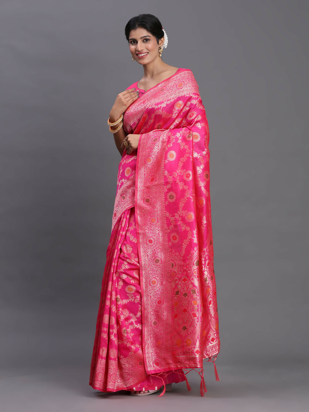 Shree Shyam Fashion Banarasi Silk Pink Saree - Distacart