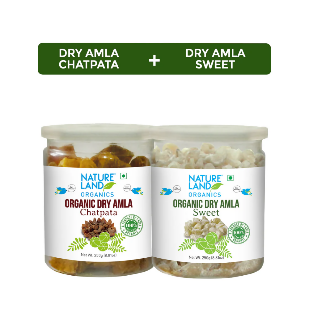 Nature Land Organics Dry Amla Chatpata+Dry Amla Sweet